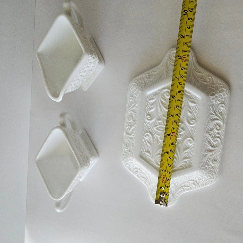 Vtg Indiana Milk Glass Tiara Cream and Sugar Set with Tray 